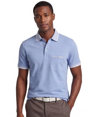 Fynch Hatton gebreide polo blauw contrast boord