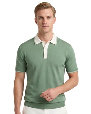 groen creme Gant modal blend SS polo korte mouwen