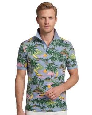 Katoenen Gant polo lichtblauw geprint normale fit