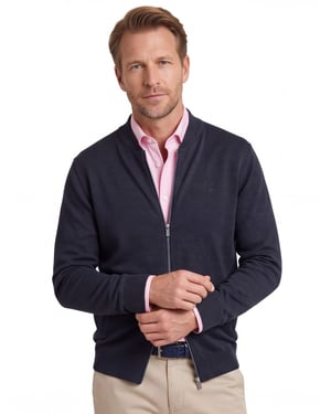 katoenen Fynch-Hatton vest donkerblauw effen