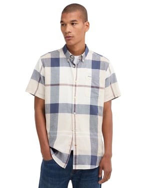 Overhemd Barbour Tailored Fit creme blauw geruit met borstzak