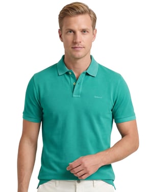 Gant polo normale fit lichtblauw effen katoen effen
