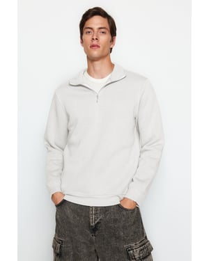TRENDYOL MAN Heren Ecru Dierenprint Lang Regular fit Sweatshirts