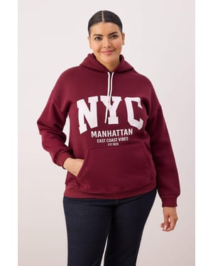 Trendyol Curve Dames Bordeaux Grafisch Lang Regular fit Grote maten Sweatshirts