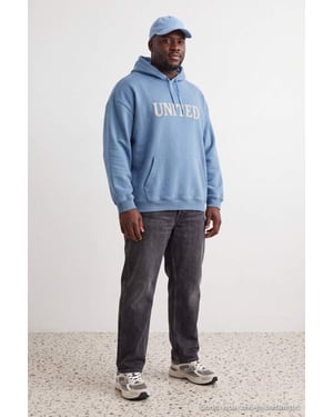 TRENDYOL MAN Unisex Blauw Slogan Lang Oversized Grote maten Sweatshirts