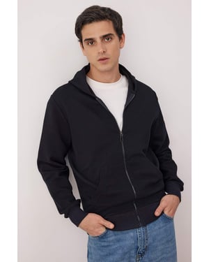 TRENDYOL MAN Heren Donkerblauw Effen Lang Regular fit Sweatshirts