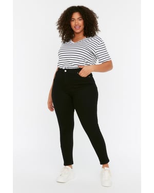 Trendyol Curve Dames Zwart Effen Skinny Hoge taille Grote maten Jeans
