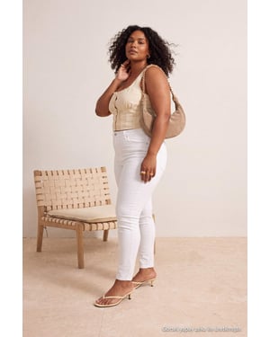 Trendyol Curve Dames Wit Effen Skinny Hoge taille Grote maten Jeans