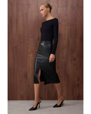 TRENDYOLMİLLA Dames Zwart Effen Midi Kokerrok- rok Rokken