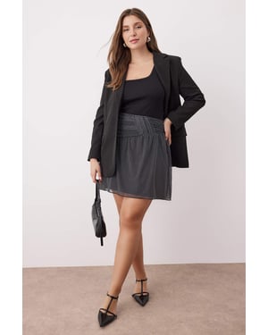 Trendyol Curve Dames Zwart Stippen Kort / Mini Grote maten Rokken