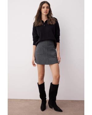 TRENDYOLMİLLA Dames Grijs Effen Kort / Mini A-lijn Rokken