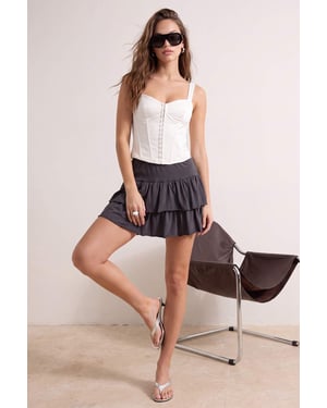 TRENDYOLMİLLA Dames Grijs Effen Kort / Mini Basic Skort Rokken