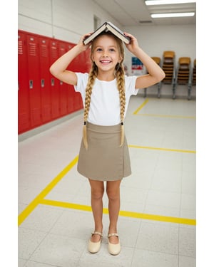 TRENDYOLKIDS Meisjes Beige Effen Kort / Mini Basic A-lijn Rokken