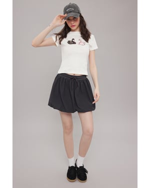 TRENDYOLMİLLA Dames Grijs Effen Kort / Mini Ballon rok Ballon Rokken