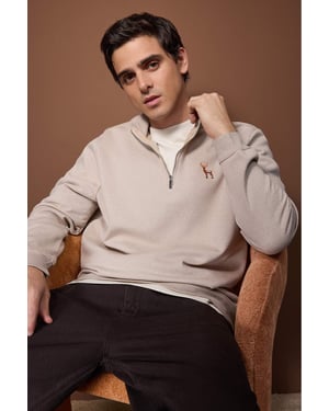 TRENDYOL MAN Heren Beige Effen Lang Regular fit Sweatshirts