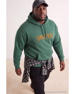 TRENDYOL MAN Unisex Groen Slogan Lang Oversized Grote maten Sweatshirts