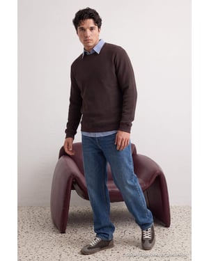 TRENDYOL MAN Heren Bruin Effen Lang Oversized Sweatshirts