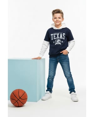 TRENDYOLKIDS Jongens Ecru Colorblock Lang Regular fit Sweatshirts