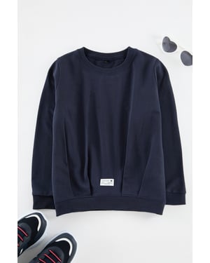 TRENDYOLKIDS Jongens Donkerblauw Effen Lang Regular fit Sweatshirts