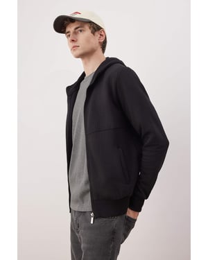 TRENDYOL MAN Heren Zwart Effen Lang Regular fit Sweatshirts