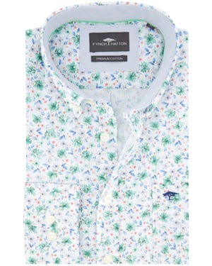Fynch Hatton overhemd groen blauw bloemenprint