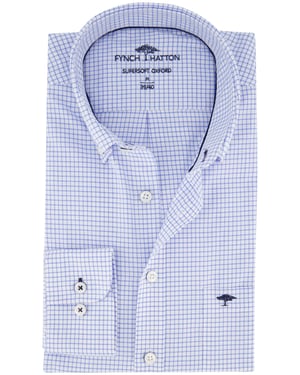 Fynch Hatton Supersoft Oxford overhemd wit geruit button-down