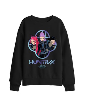 K-Pop Demon Hunters Sweater met Huntr/X-logo voor meisjes/jongens (Zwart)