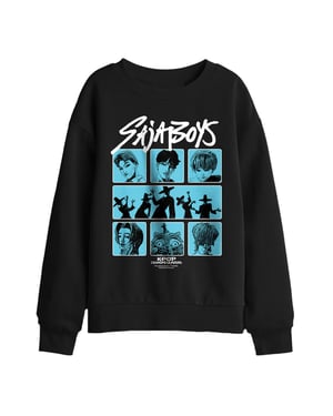 K-Pop Demon Hunters Vierkante sweatshirt met Saja Boys-posterprint voor kinderen (zwart)