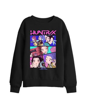 K-Pop Demon Hunters Huntrix Neon Comic Anime-sweatshirt voor kinderen (Zwart)