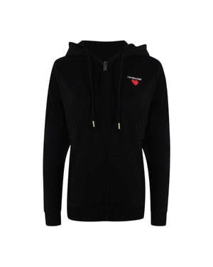 Love Moschino Casual katoenen hoodie met doorlopende ritssluiting voor dames (Zwart)