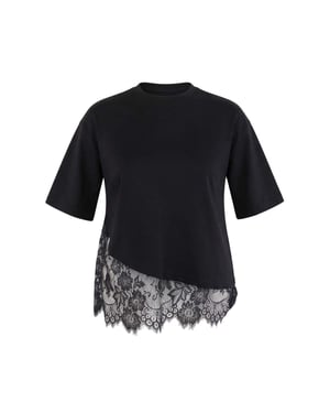 Trendyol Curve Dames Zwart Effen Kort Oversized Grote maten T-shirts