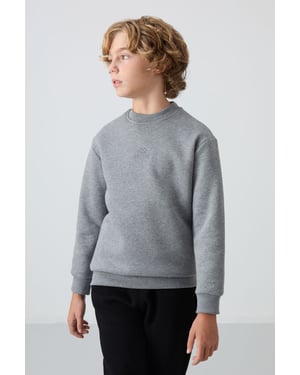 Sweatshirt voor jongeren met ronde hals en borduursel