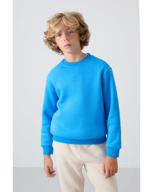Sweatshirt voor jongeren met ronde hals en borduursel