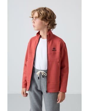Sweatshirt voor jongeren met ritskraag en zak
