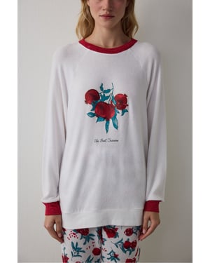 Penti Broken Best Season New Year pyjamatop met print, thermisch effect en ronde hals