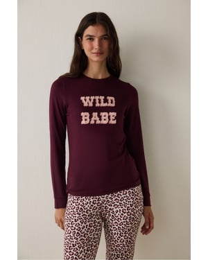 Penti Slogan pyjamatop met lange mouwen en thermisch effect