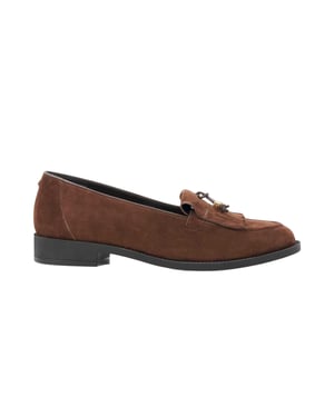 Dune London Globetrot suède platte loafers voor dames (Bruin)