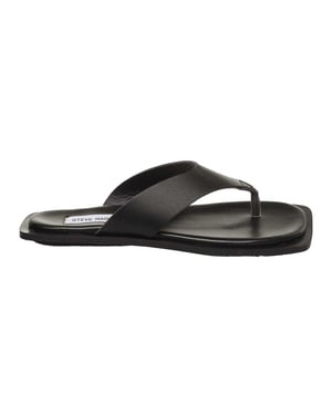 Steve Madden Lederen casual teenslippers met vierkante neus voor dames (Zwart)