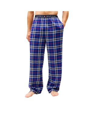 Tommy Hilfiger Flanellen pyjamabroek met ruitmotief voor heren (Blauw)
