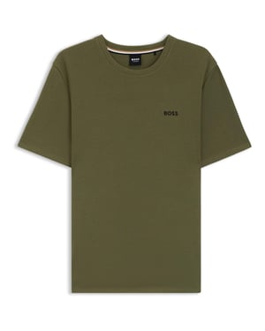 Boss Gestructureerd pyjamashirt voor heren van wafelbreisel (Kaki Bruin)