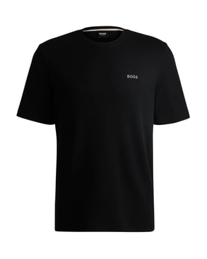 Boss Gestructureerd pyjamashirt voor heren van wafelbreisel (Zwart)