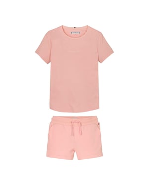 Tommy Hilfiger Kinderen/Kids Corp T-shirt- en korte broekset van katoenmix (Koraal)