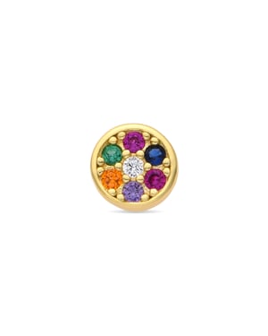 Luxenter Piercing in 925 sterling zilver en multicolor zirkonia afgewerkt in 18 karaat geelgoud - Nero