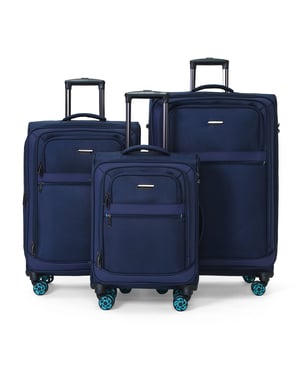 Zachte koffer 1680D polyester blauw, 8 wielen, TSA