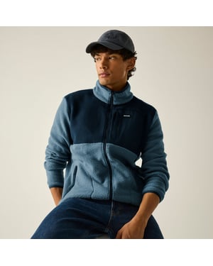 Regatta Frankie-fleecejas voor heren met kleurblokken en borg-materiaal (Grijs Mirage/Marineblauw)