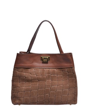 Anna Luchini Brown Rundleer Tas