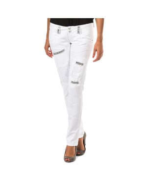 Lange broek met slank gesneden zomen 10DBF0125 vrouw