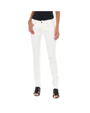 Lange jeansbroek met smal gesneden zomen 10DBF0475-B088 vrouw