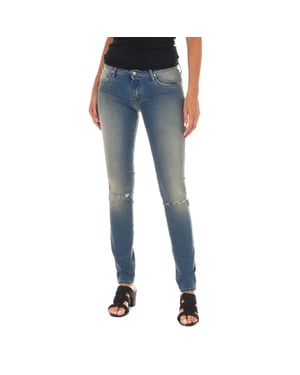Lange denim broek versleten en gescheurd effect 10DB50262 vrouw