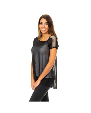 Damesblouse met korte mouwen van semi-transparante en ademende stof 10DMC0263